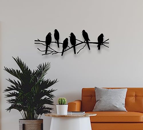 Image of Herrlich Homes Birds on Branch Metal Wall Decor | Nature Metal Wall Art (60cmx22cm) Black
