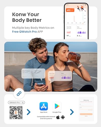 Image of Smart Bracelet, Health Fitness & Activity Tracker with All-Day Continuous Heart Rate /Blood Pressure Monitor, Sleep Tracker, 170+ Sport Modes, 60 Day Battery & Free App, IP68 Smart Band for Android IOS