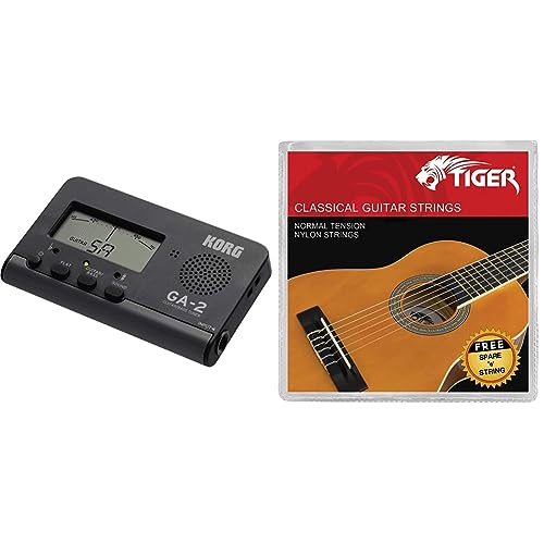 Korg GA2 Accordeur GA2 & TIGER Jeu de cordes pour guitare classique – Tension normale Cordes en nylon – antirouille - Les Beatles, Paul McCartney, John Lennon, RIngo Starr, George Harrison Korg GA2 Accordeur GA2 & TIGER Jeu de cordes pour guitare classique – Tension normale Cordes en nylon – antirouille