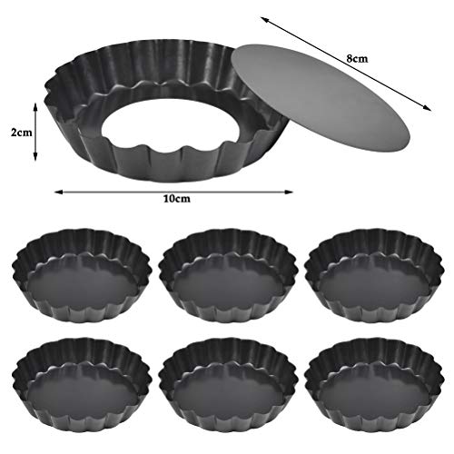 4 Inch Mini Tart Pan Set, 6 Packs Tart Pan With Removable Bottom, Nonstick Carbon Steel Quiche Pan, Pie Tart Pans with Fluted Sides - Thumbnail 3