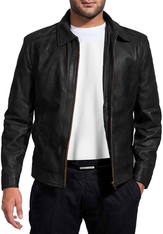 Traditional Leatherwear 　WORK JACKET 36 Men's Vintage Lambskin Leather Trucker Classic Shirt Collar