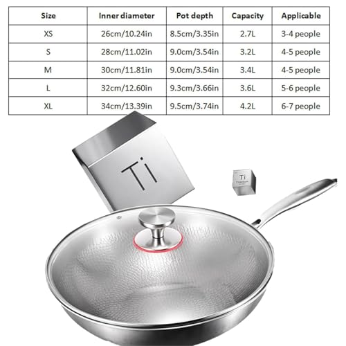 Sartén antiadherente de titanio 100% puro, diseño martillado, 26 cm, apto para horno y lavavajillas, ideal para todas las estufas, cocina saludable, sin revestimiento, calidad profesional
