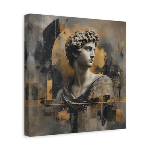 Buste homme abstrait or et gris decoration murale salon moderne 30x30