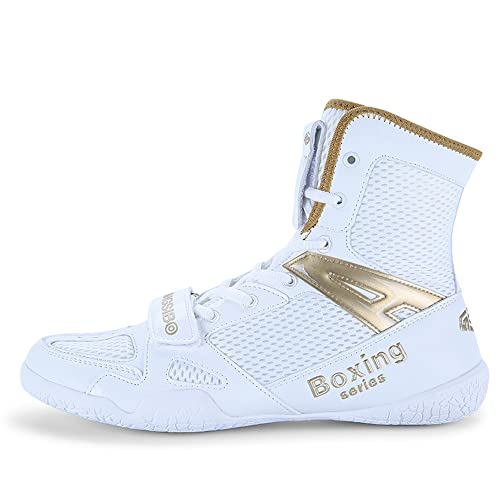 Youngtie Chaussures de Boxe pour Hommes Chaussures de Lutte Professionnelles Chaussures de Boxe pour garçons Chaussures de Sport Or EU 46