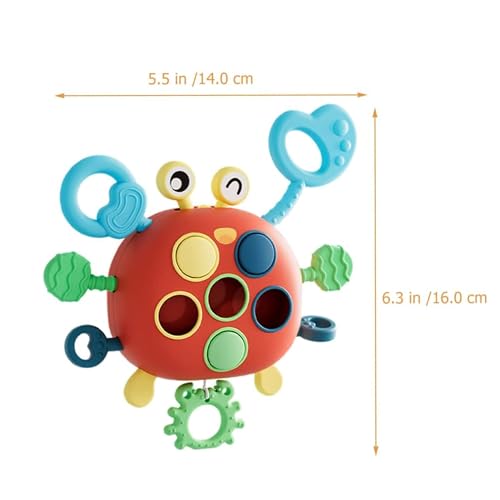 Image of Kidology Baby Montessori Sensory Toys | Silicone Pull String Crab Toy for Toddlers 6-18 Months | Fine Motor Skills & Hand Muscle Development | Travel Learning Activity & Birthday Gift for Boys & Girls