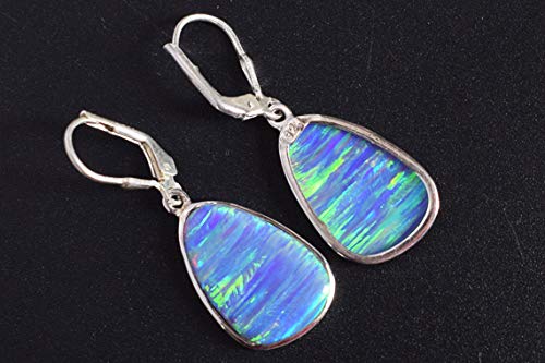 Boucles d'oreilles opale de feu multicolore bijoux faits main - 4