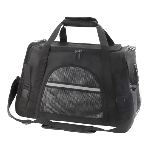 VOCOSTE キャリーバッグ 犬 猫 ペットキャリー 猫 ケージ 折り畳み可能 通気性 電車 機内持ち込み可能 TSA承認済み 脱走防止ひも 防災 お出かけ ドライブ 移動 猫 小型犬用 黒