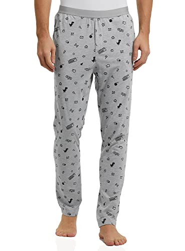 oodji Ultra Herren Bedruckte Pyjama-Hose, Grau, 50-52W