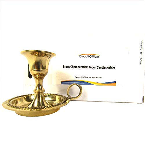 CircuitOffice Brass Chamberstick Taper Candle Holder, for Candle Burning, Decoration, Wicca, Altars, Gift, Item Display