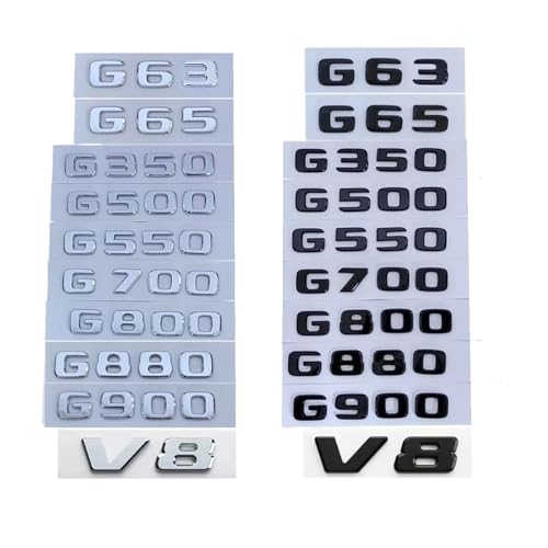 Etiqueta engomada del Emblema del Emblema de Las Letras del Maletero del Coche Compatible con G Class G55 G63 G65 G350 G500 G550 W461 W463 W464 G700 V8(Gloss Black,G800)