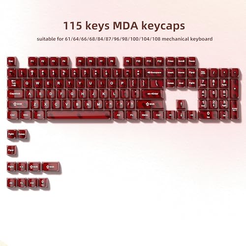 Image of dagaladoo Clear keycaps,Transparent Keyboard keycaps,Jelly Key caps Set,Shine Through keycap，MDA Profile Keyboard caps for Mx Switches Mechanical Keyboard(Dark Red)