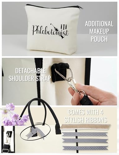 Image of InnoBeta Phlebotomy Gifts for Women, Phlebotomy Tote Bag with Top Zipper Closure and Shoulder Strap for Christmas, Birthday and Every Special Occasion