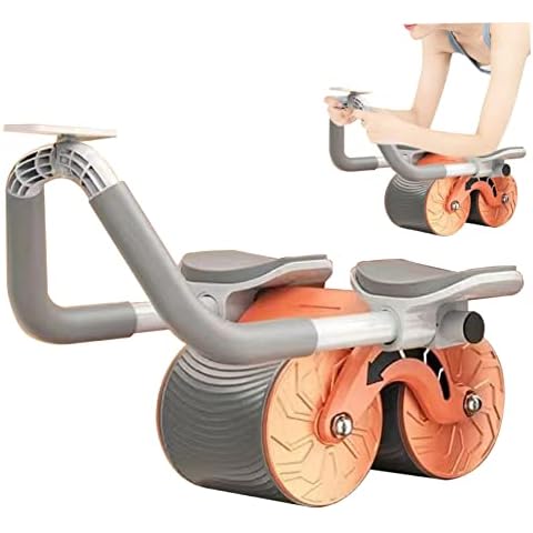 Bauchroller Bauchmuskeltrainer Automatische Rückprallbauchrad Rad AB Roller Rad 4D Abdominal Übungsrolle mit Ellbogenunterstützungstrainingsgeräte für Kernkrafttraining Home Fitness Orange Cover