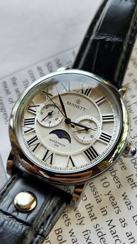 Image of Bennett Celest Limited Edition Men's Watch with Japanese Quartz Movement | Sun & Moon Phase | Premium Analog Dress Watch | Classy Watches for Men