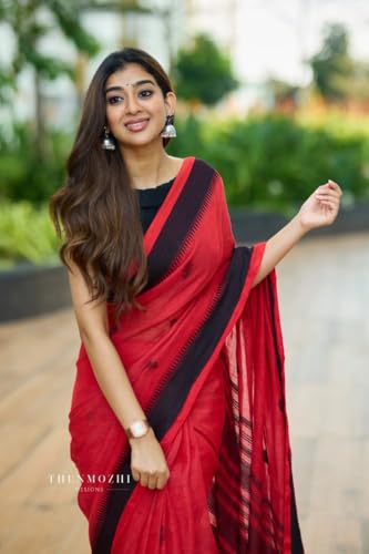 Image of Pure Silk Linen Saree - Minimalist Stripes for Office & Casual Wear