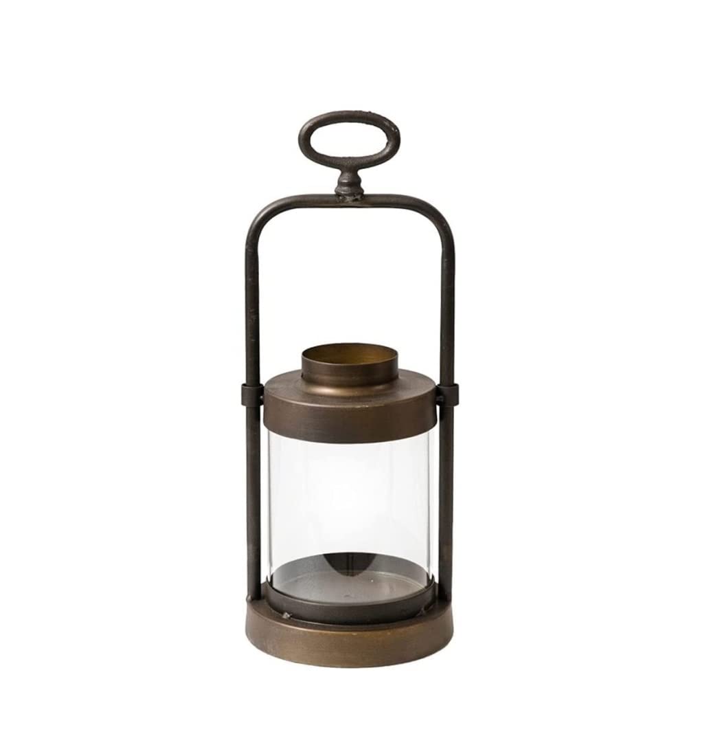 Kerzenhalter für Adventskranz, Kerzenständer Dekorative Laterne Im Schmiedeeisen-Stil, Transparent, Gerade Glasabdeckung, Kerzenhalter, Zuhause, Retro-Ornamente Heim-Party-Dekoration(6.69*5.51*19.69in