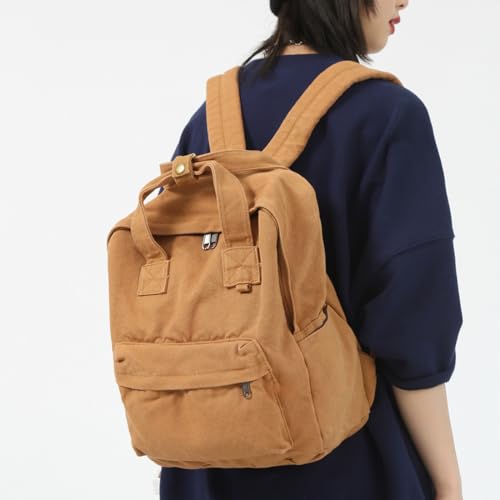Image of MaxxCloud Vintage Canvas Tote Satchel Backpack Hiking Knapsack Travel Bag Handbag Purse Rucksack 583 Khaki