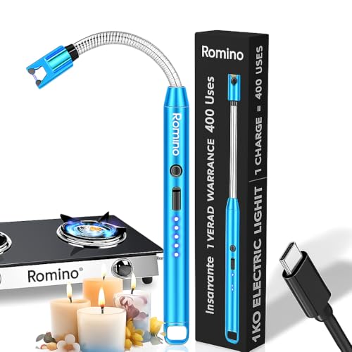 Image of ROMINO 360 Flexible USB Gas Lighter for Kitchen, Electric Rechargeable Lighter for Gas Stove, Windproof Plasma Liter for Diya Puja, Candles, Diwali,Crackers,Type-C Charge, 400 Uses in Single Charge;
