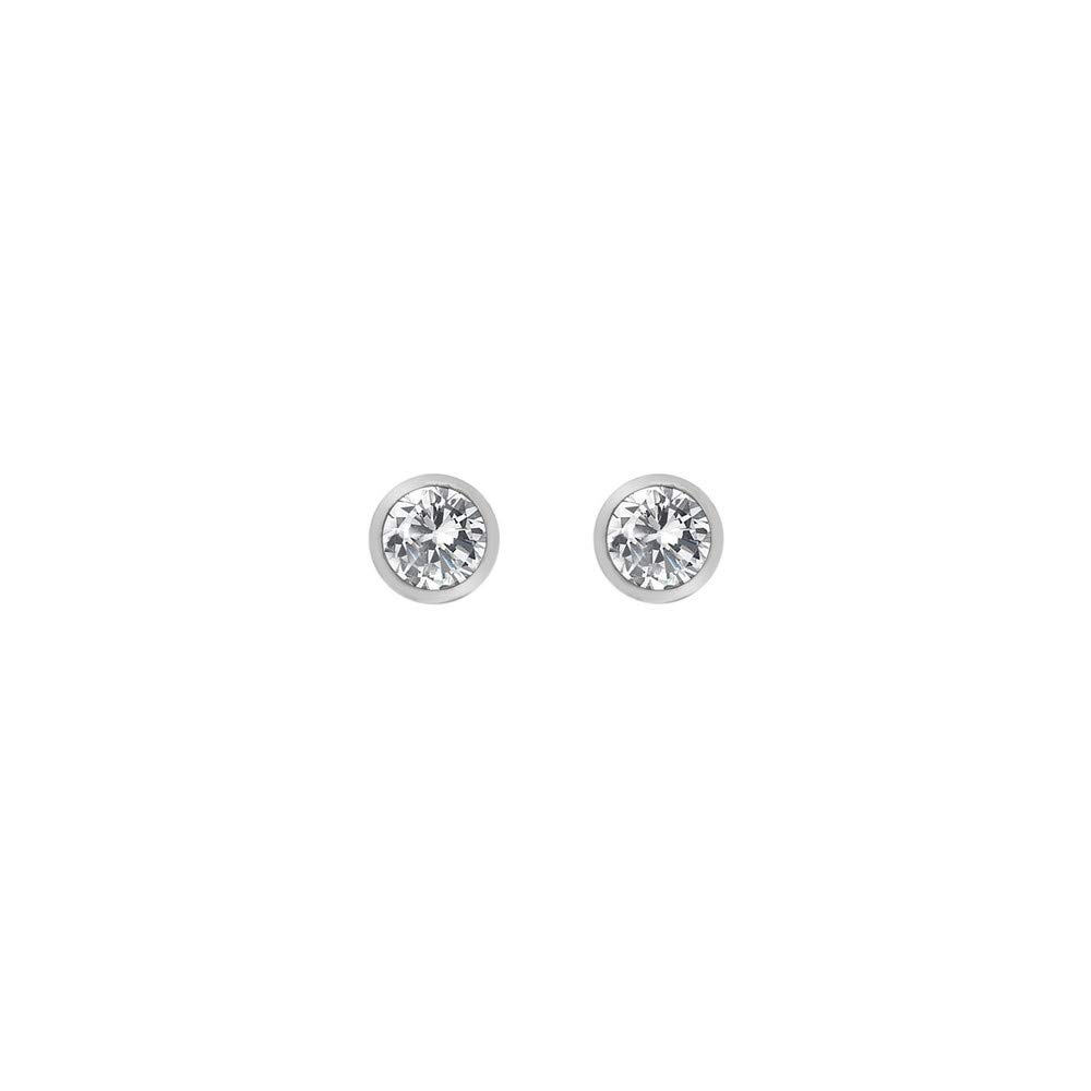 Hot DiamondsSterling Silver Earrings - 4mm Studs for Women Made From 925 Sterling Silver with White Topaz & Real Diamonds - Luxury Gift Box Included