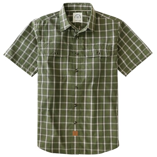 Dubinik Mens Short Sleeve Button Down Shirts Plaid Casual Western Style Shirt 2 Pocket Lightweight Breathable Regular Fit Green