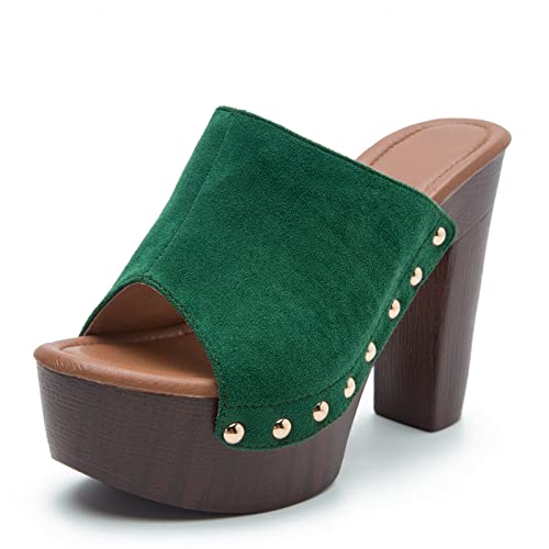 Guniyifs Women's Platform Sandal Heeled Sandals For Women Chunky Heel Summer Dressy Leather Peep Toe Mule Sandals Block Heel #TOP26