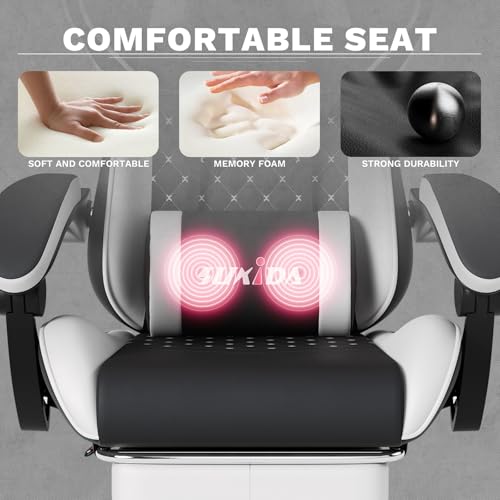 SUKIDA Black Gaming Chair Massage Gamer Chair Adult Gamers Choice Size Cool Big People, PC Video Game Ergonomic Gamingchair with Footrest, Racing Office Computer Reclining Comforta image 7