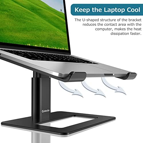 GOKEDA Lap Desk Laptop Stand for Desk, Aluminum Portable Ventilated Laptop Riser, Ergonomic Adjustable Prop Compatible with MacBook Air Pro, Dell, HP, Lenovo Samsung (More 11-17" Laptops)