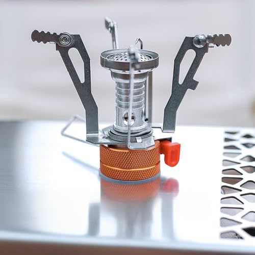Aumotop Mesa Plegable de Acero Inoxidable para Acampar, Mini Mesa de Picnic Ligera y Portátil para Senderismo Al Aire, Pesca con Bolsa Almacenamiento