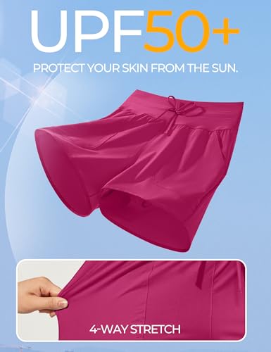 Image of IUGA Womens 5 inch Swim Board Shorts Stretchy High Waisted Beach Shorts for Women Quick Dry UPF 50+ Swimsuit Bottoms with Liner