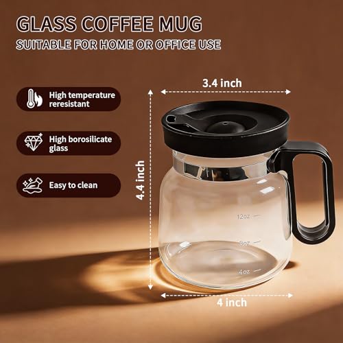 16 oz Glass Coffee Pot Mug, Clear Mini Coffee Pot Cup with Handle, Spill-proof Lid, Straw & Coasters, Heatproof Large Capacity for Hot Cold Drinks, Home Office Desk, Gift for Coffee Lovers - Image 2