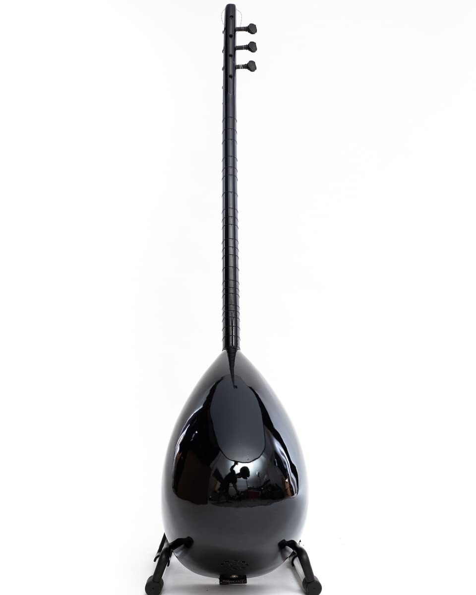 Black Long Neck Saz with Built-in Pickup, Hand Made Quality Turkish Instrument - Image 9