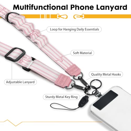 Image of Icycay Phone Lanyard Crossbody Strap Neck Adjustable Teacher Women Striped | for Cell Phone Case Keys ID Badges, Anti Theft, Multifuctional, Cute Phone Holder, Travel Hiking Essential Accessories, Gifts