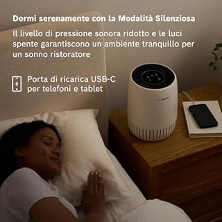 Bosch Air 1000 Purificatore d’Aria - Rimuove gli inquinanti, include filtro aria e modalità sleep (< 25 dB(A)) - per superfici fino a 23 m² - con modalità automatica - CADR: 100 m³/h