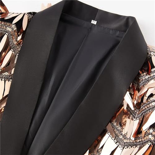 Men'S Luxury Striped Gold Sequin Blazer Shawl Lapel One Buttons Glitter Wedding Party Dinner Blazer3