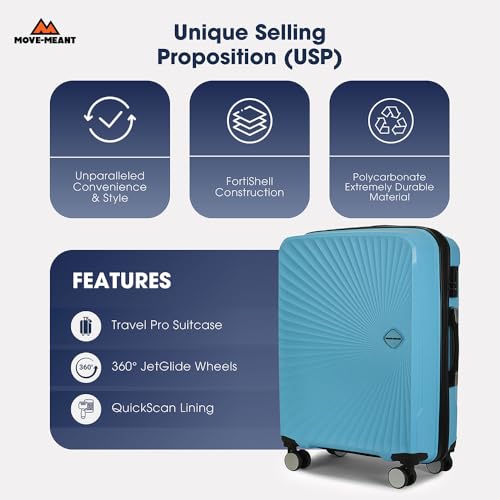 Image of Move-Meant TREKIFY 8 Wheels Number Lock Polypropylene Trolley Bag for Men & Women | 360 Degree Wheeling System Luggage | Trolley Bags for Travel