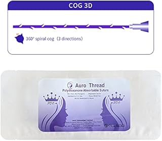 Auro Thread PDO Threads Face Lift / Whole Body 360R Bidirection Cog Type / Sharp Needle L W Blunt Needle(Per Pack for 5 Pieces) (Cog 3D 23G 60mm(Sharp))