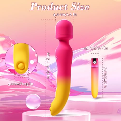 Image of G Spot Vibrator Wand & Bullet Vibrator Set - Flapping Vibrators Sex Toys for Women, Clitoral Dildo with 7 Vibrating & 7 Tapping Modes, Waterproof Wand Massager, Adult Sex Toy (Yellow & Pink)