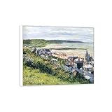 MUHJDYC Gustave Caillebotte Famosa Pintura-Impresión en Lienzo Reproducción-Marco Blanco Cuadros Decoracion Salon Listo para Colgar(playa en Trouville) 30x35cm
