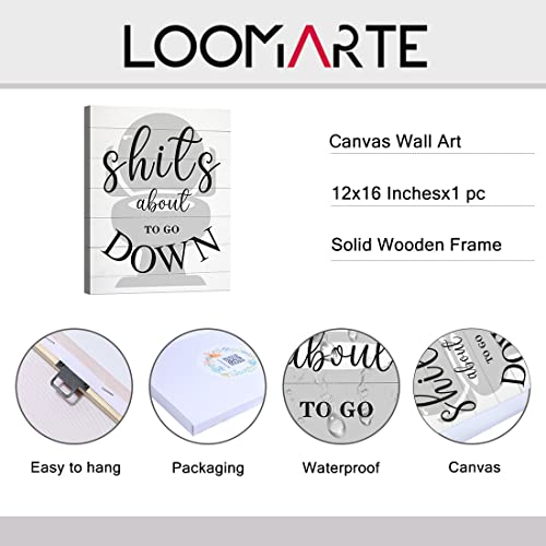 Bathroom Themed Wall Art Shits About To Go Down Prints On White Canvas Paintings Funny Toilet Bowl Posters Modern Framed Home Decoration For Guest Bathroom,Washroom 12"X16" #TOP6