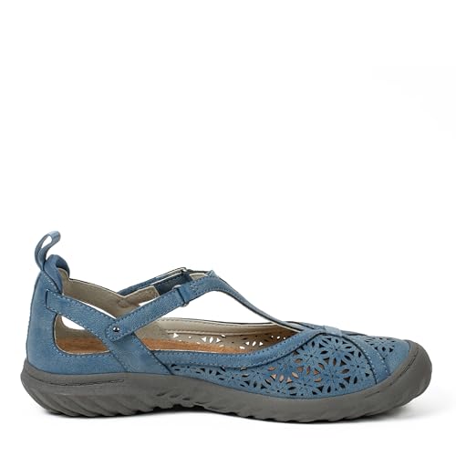 Image of JBU Women's Daffodil Comfortable Adjustable Casual T-Strap Memory Foam APMA Accepted Mary Jane Walking Flat