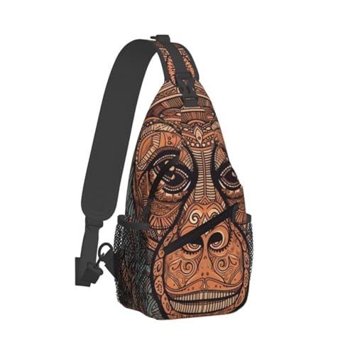 Bolso sling pequeño para senderismo con patrón tribal
