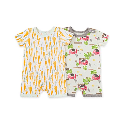 Image of Burt's Bees Baby Baby Boys Short Sleeve Rompers, 100% Organic Cotton One-piece Coverall and Layette Set