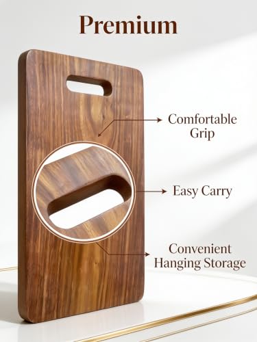 Image of Sheesham Wood Chopping Board for Kitchen, Wooden Cutting Board for Vegetables, Fruits & Meat, Thick Hardwood Serving Board- L
