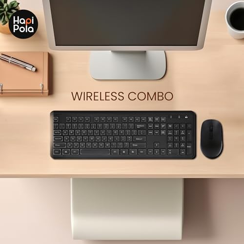 Image of HAPIPOLA Combo 1 MASTERLINE Wireless CHICKLET Keyboard and Mouse Set | 2.4 Ghz Plug-and-Play Simplicity Slim Keystrokes Full Size Silent Mouse and Keyboard