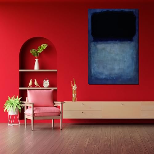 Toile bleue XINBAO grand tableau abstrait pour mur vide - 6