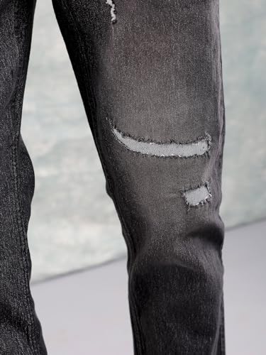 Image of The Indian Garage Co Men Mid Rise Slim Fit Solid Mid-Rise Stretchable Jeans