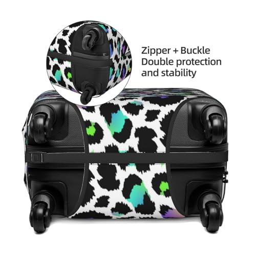 Trendy black rainbow Leopard Travel Luggage Covers - Elasticity Suitcase Covers Protector for Luggage 18-32 Inch3