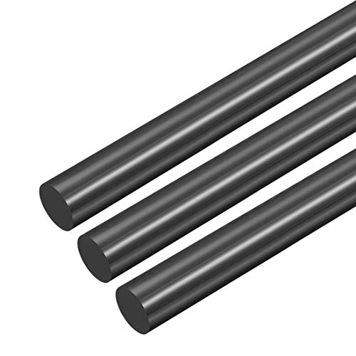 uxcell 3pcs Plastic Round Rod 5/8 Inch Dia 20 Inch Length Black (POM) Polyoxymethylene Rods Engineering Plastic Round Bars(15mm)