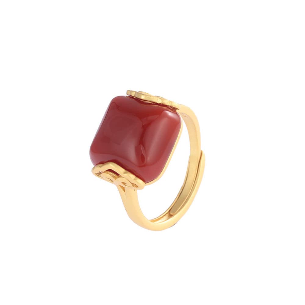 Anello In Argento Sterling 925,Anello Regolabile In Argento Sterling S925 Quadrato In Agata Rossa Meridionale Intaglio A Forma Di Nuvola Di Buon Auspicio Fedi Nuziali In Pietra Naturale Placcate In