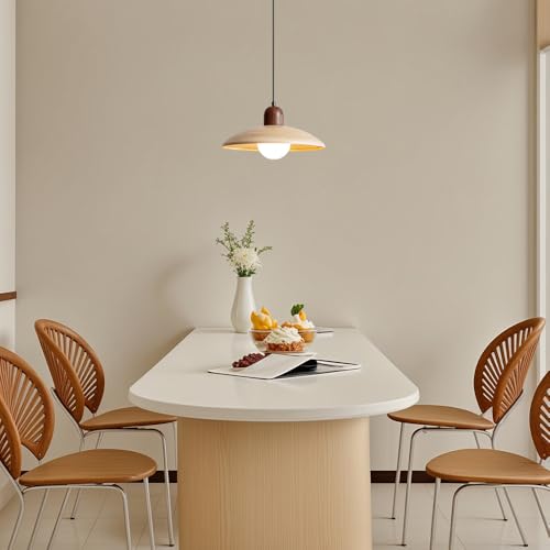 Iluminación de isla de cocina con lámpara colgante de cúpula y veta de madera acogedora 7